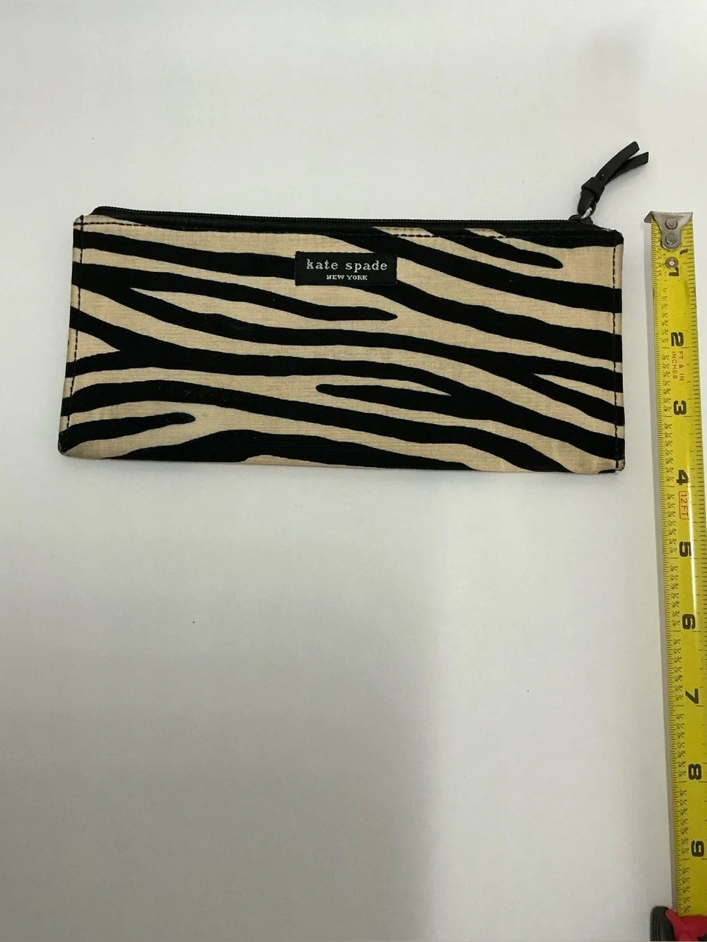 Kate Spade New York Zebra Print Canvas Zip Pencil Case/Cosmetic Pouch